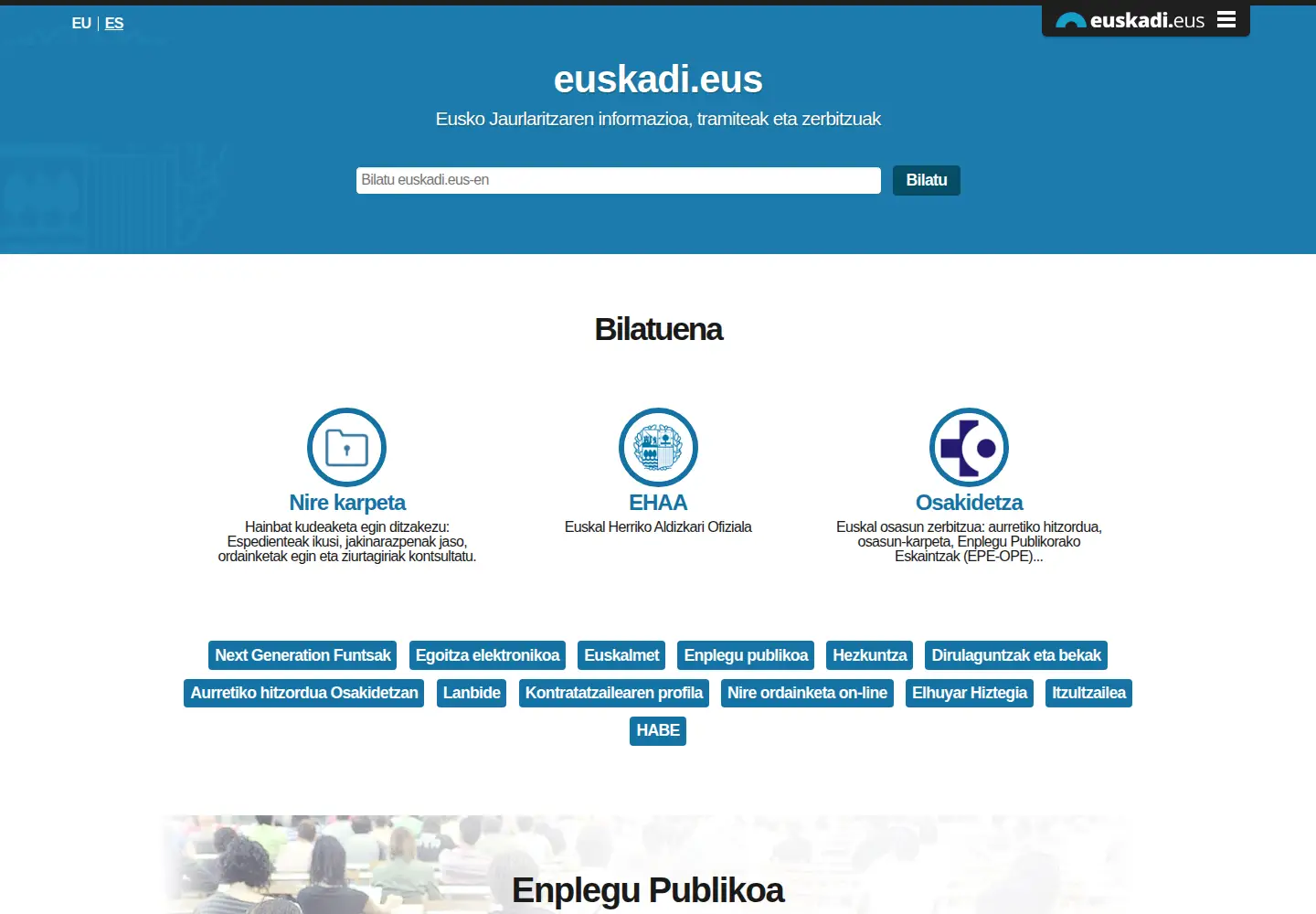 Screenshot of euskadi.eus