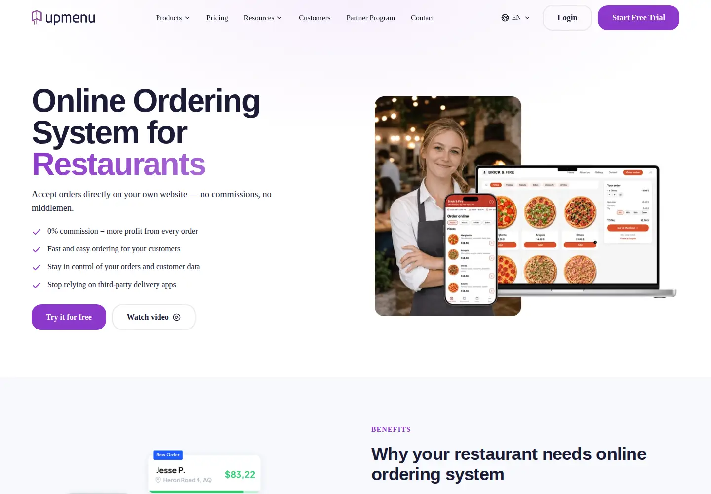 Screenshot of upmenu.com