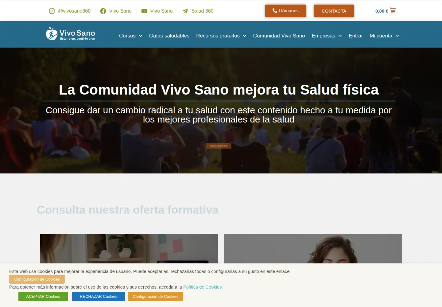Captured homepage of vivosano.org in the current scan