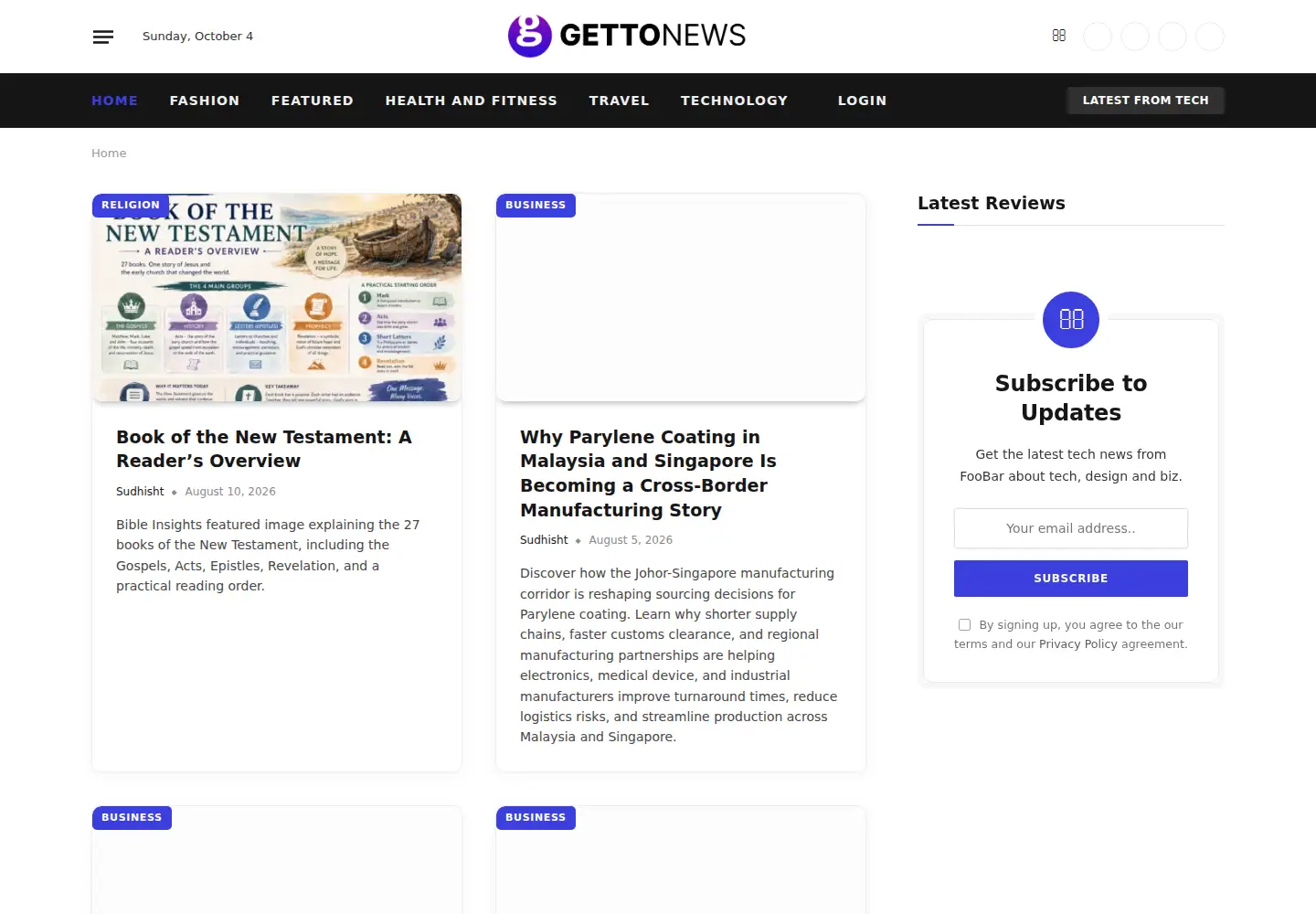 Screenshot of gettonews.com