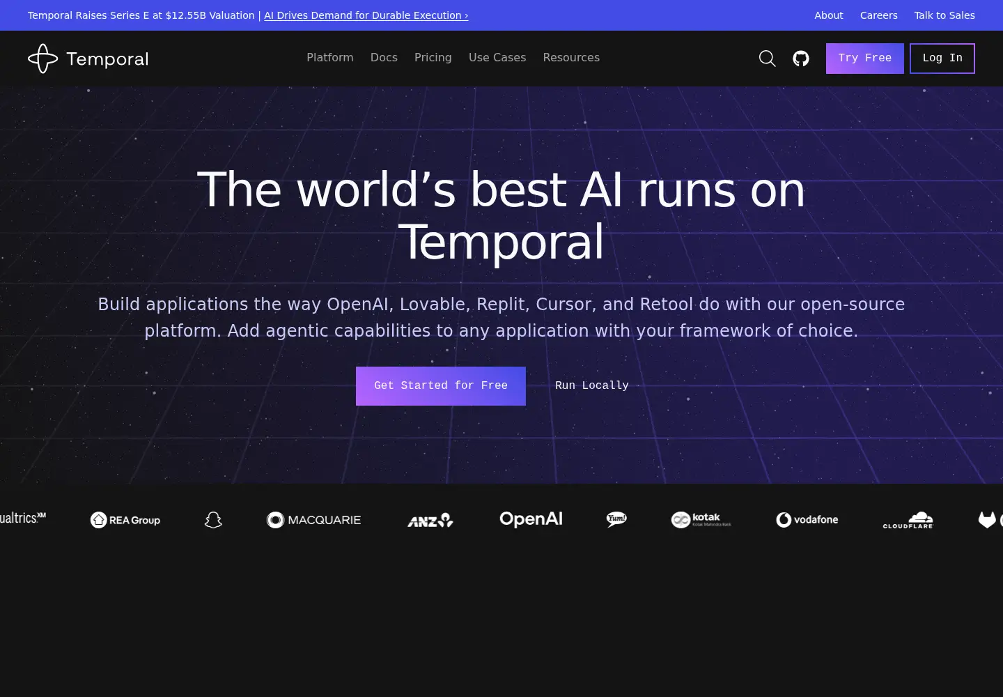 Screenshot of temporal.io