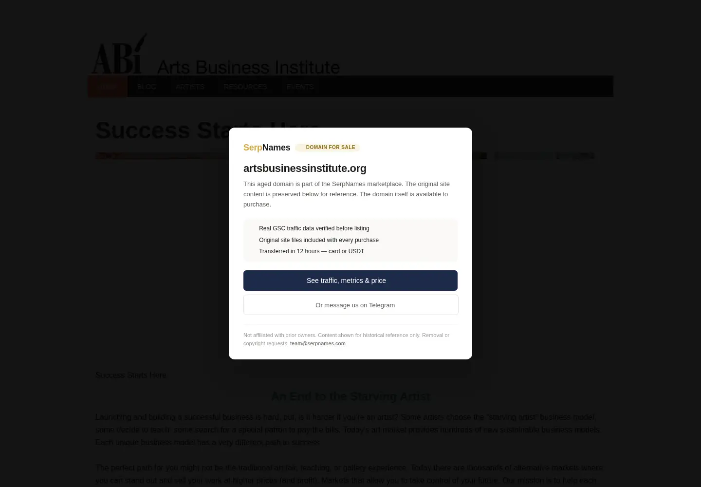 Screenshot of artsbusinessinstitute.org