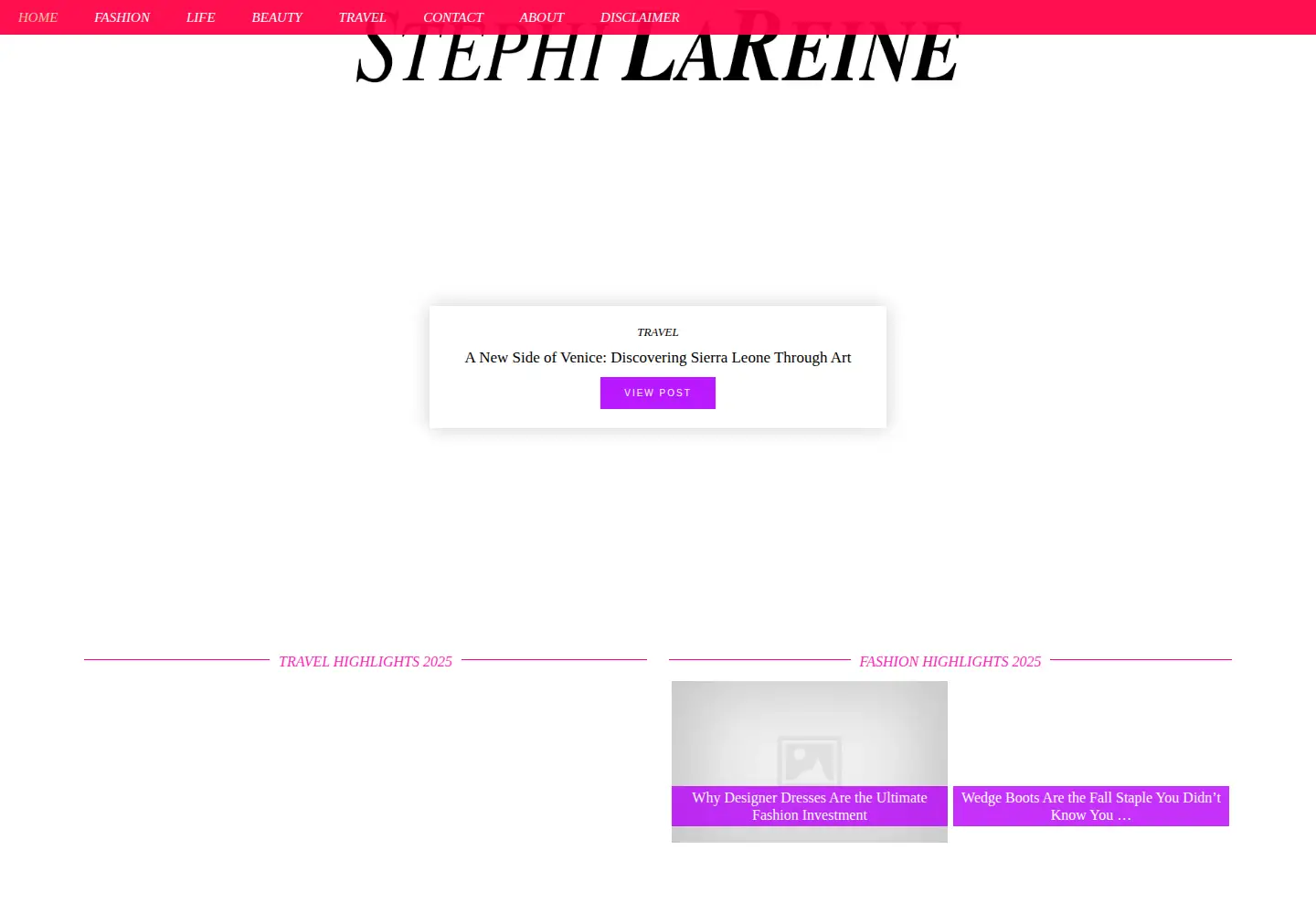 Screenshot of stephilareine.com