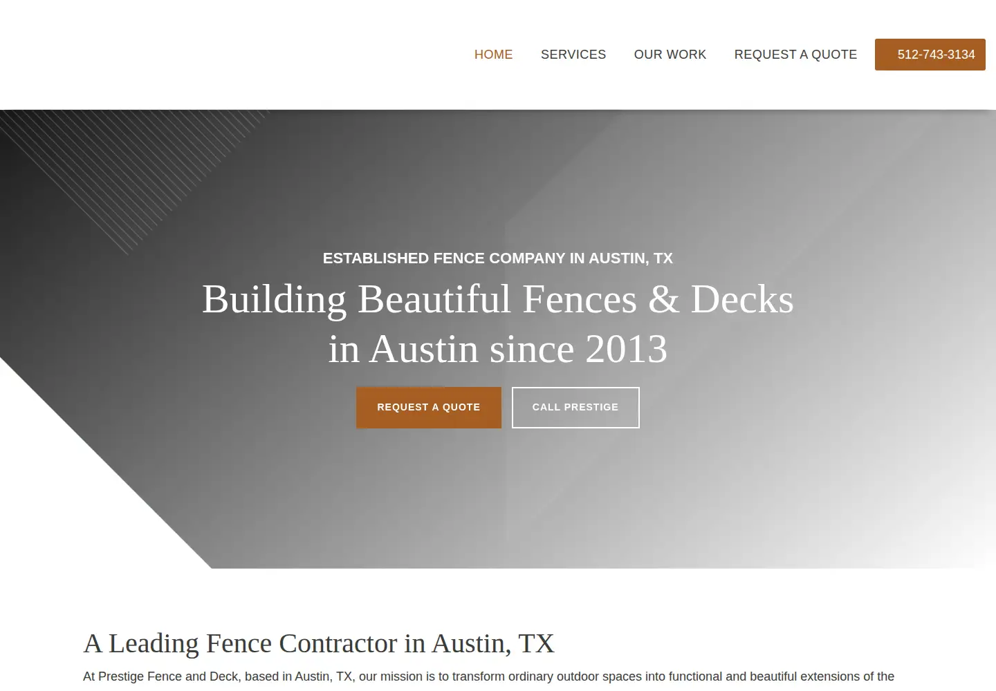 Screenshot of prestigefencedeck.com