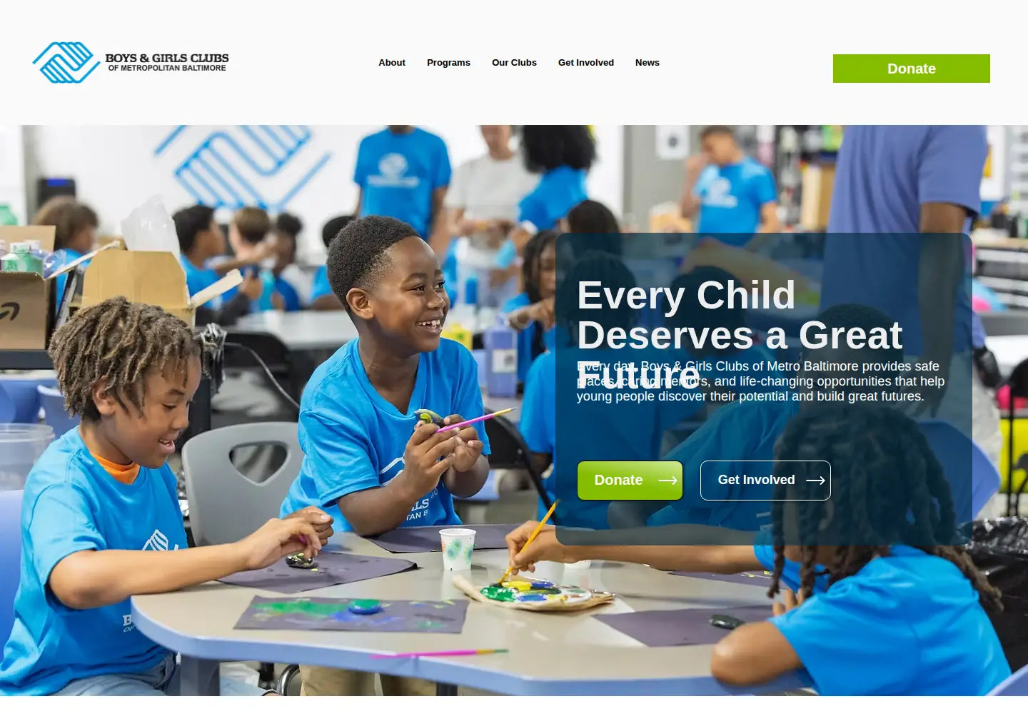 Captured homepage of bgcmetrobaltimore.org in the current scan