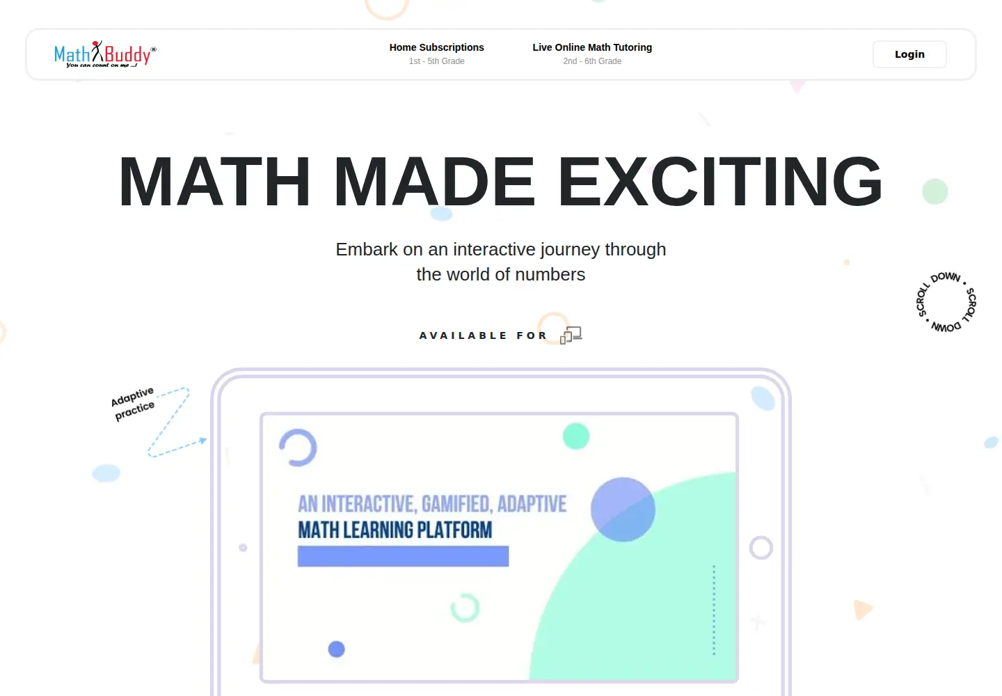 Screenshot of mathbuddyonline.com