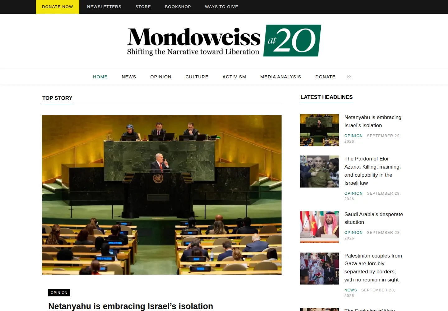 Screenshot of mondoweiss.net