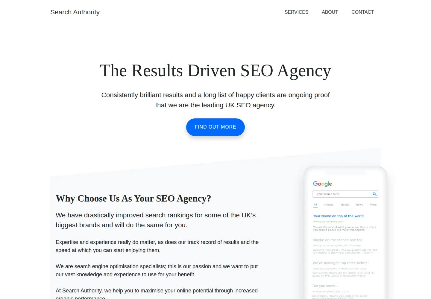 Captured homepage of searchauthority.co.uk in the current scan