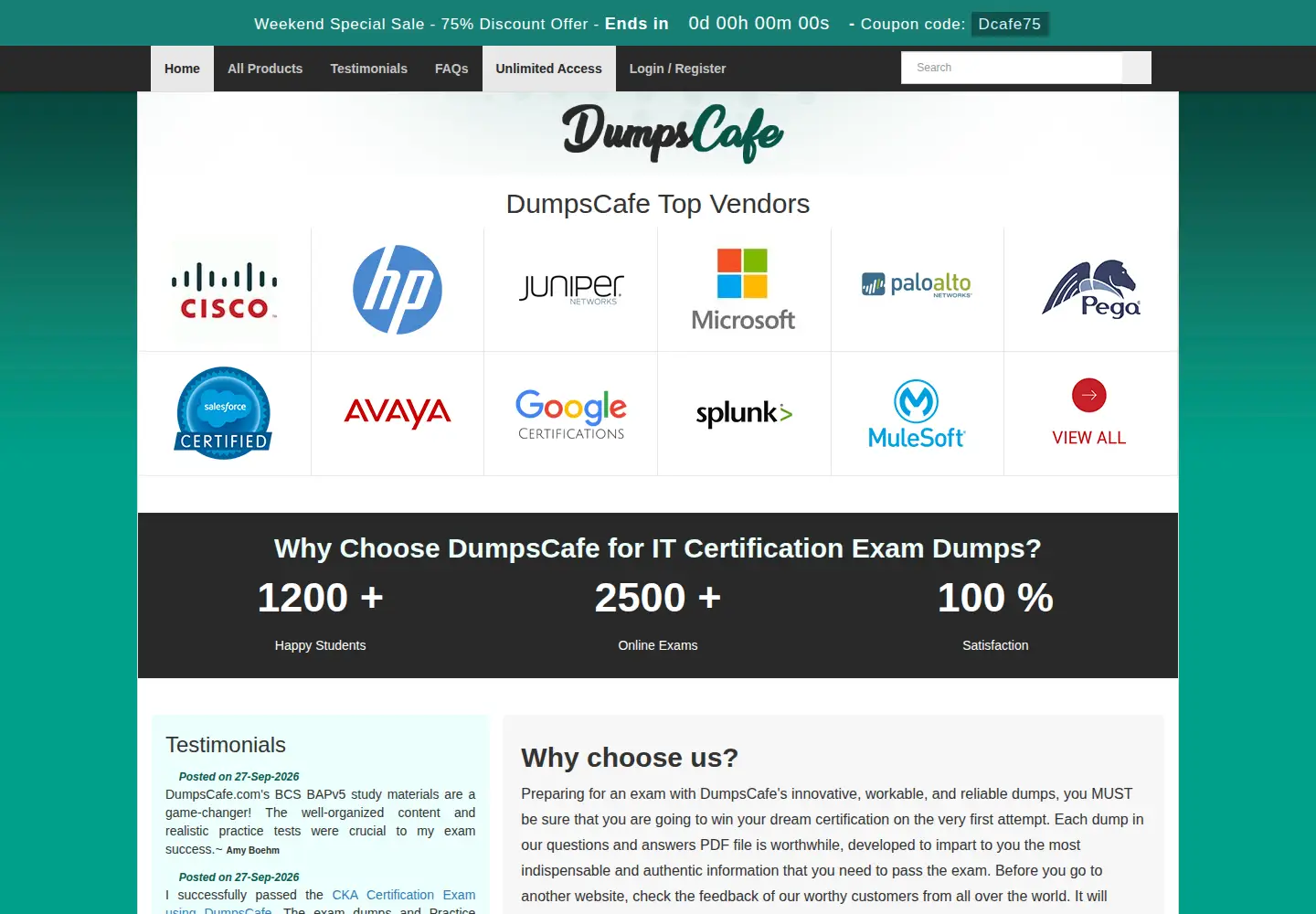 Captured homepage of dumpscafe.com in the current scan