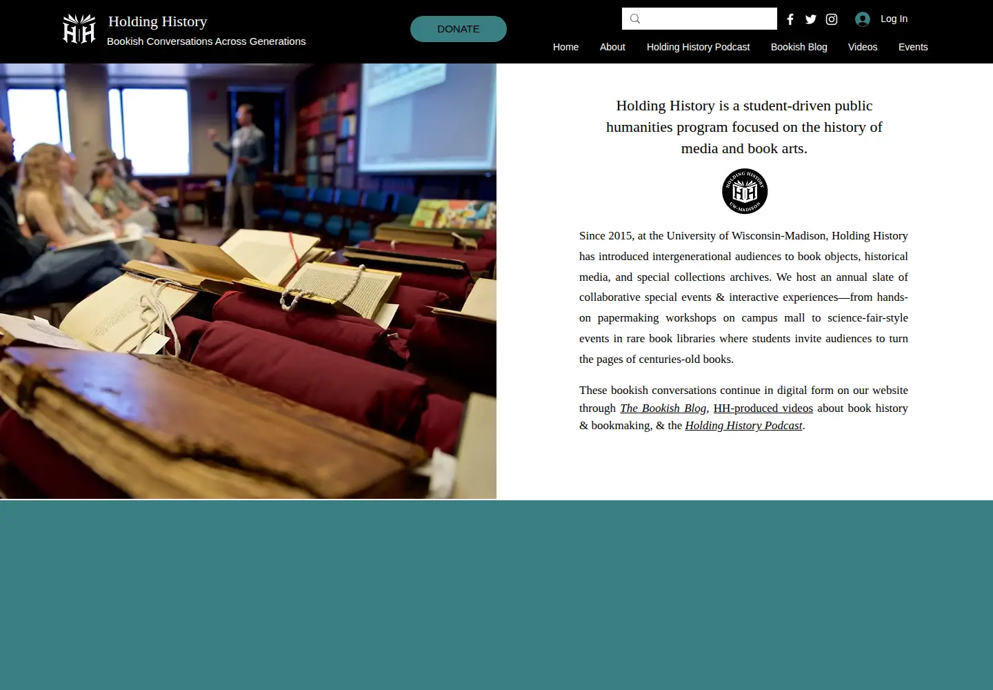 Screenshot of holdinghistory.org