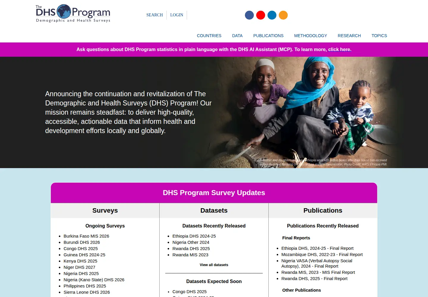 Screenshot of dhsprogram.com