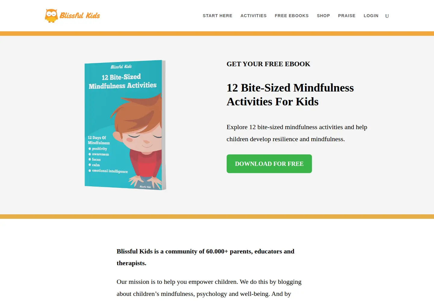 Screenshot of blissfulkids.com