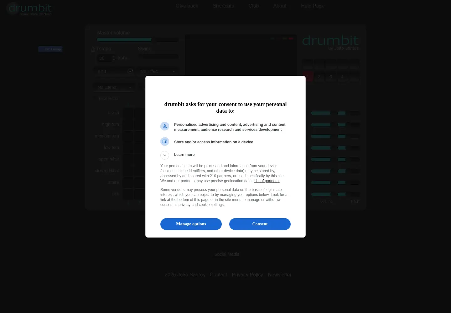 Screenshot of drumbit.app