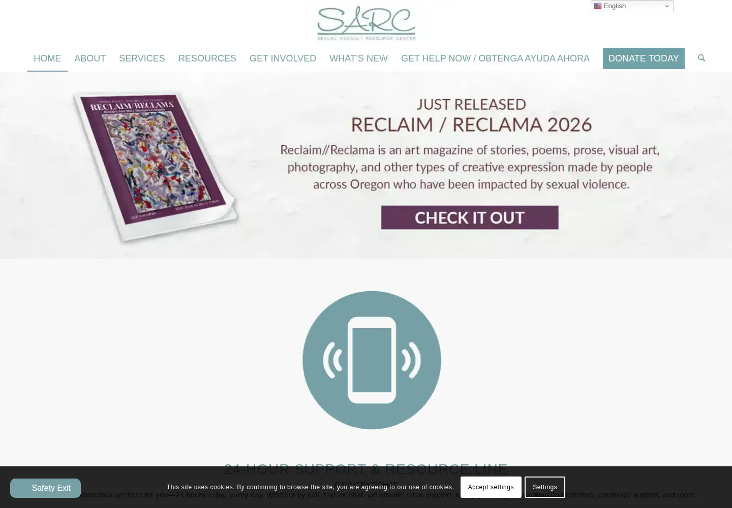 Captured homepage of sarcoregon.org in the current scan
