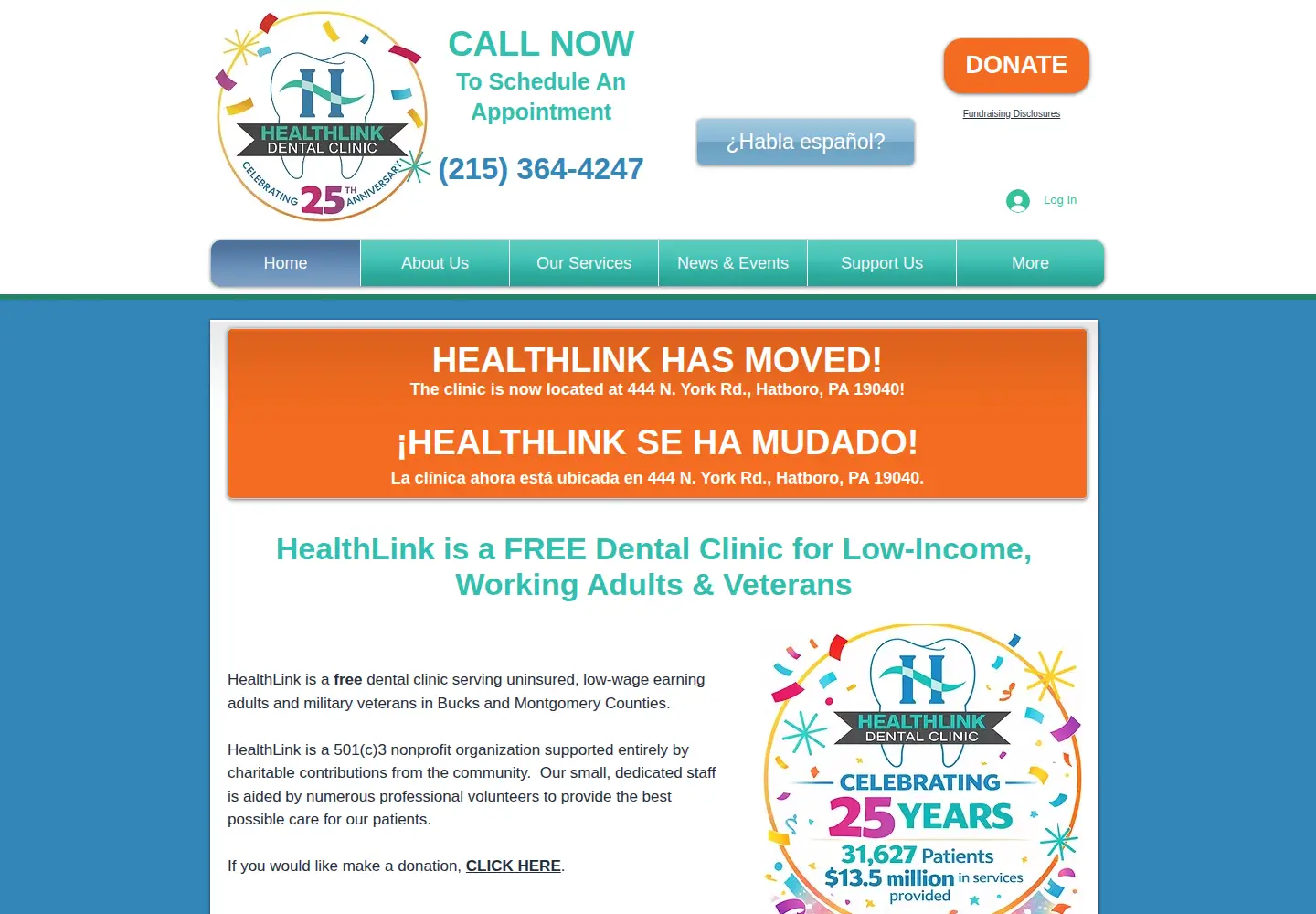 Captured homepage of healthlinkdental.org in the current scan