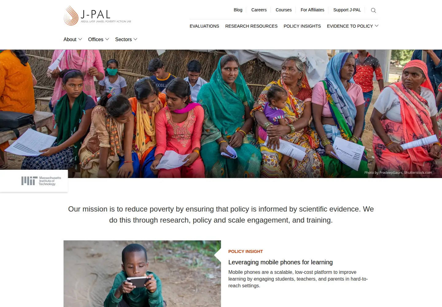 Screenshot of povertyactionlab.org