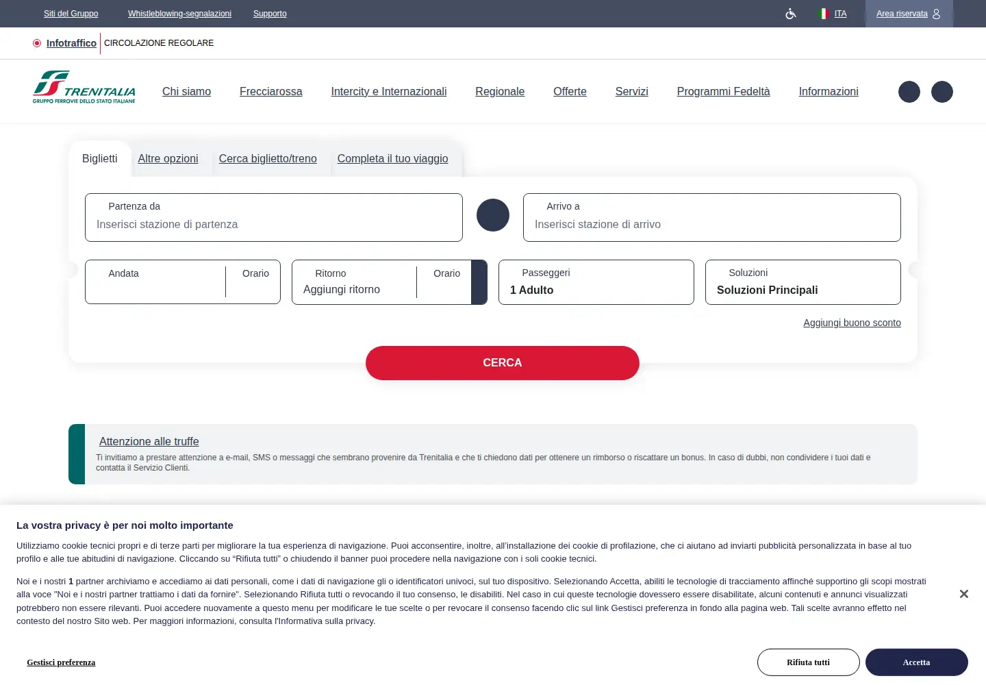 Screenshot of trenitalia.com