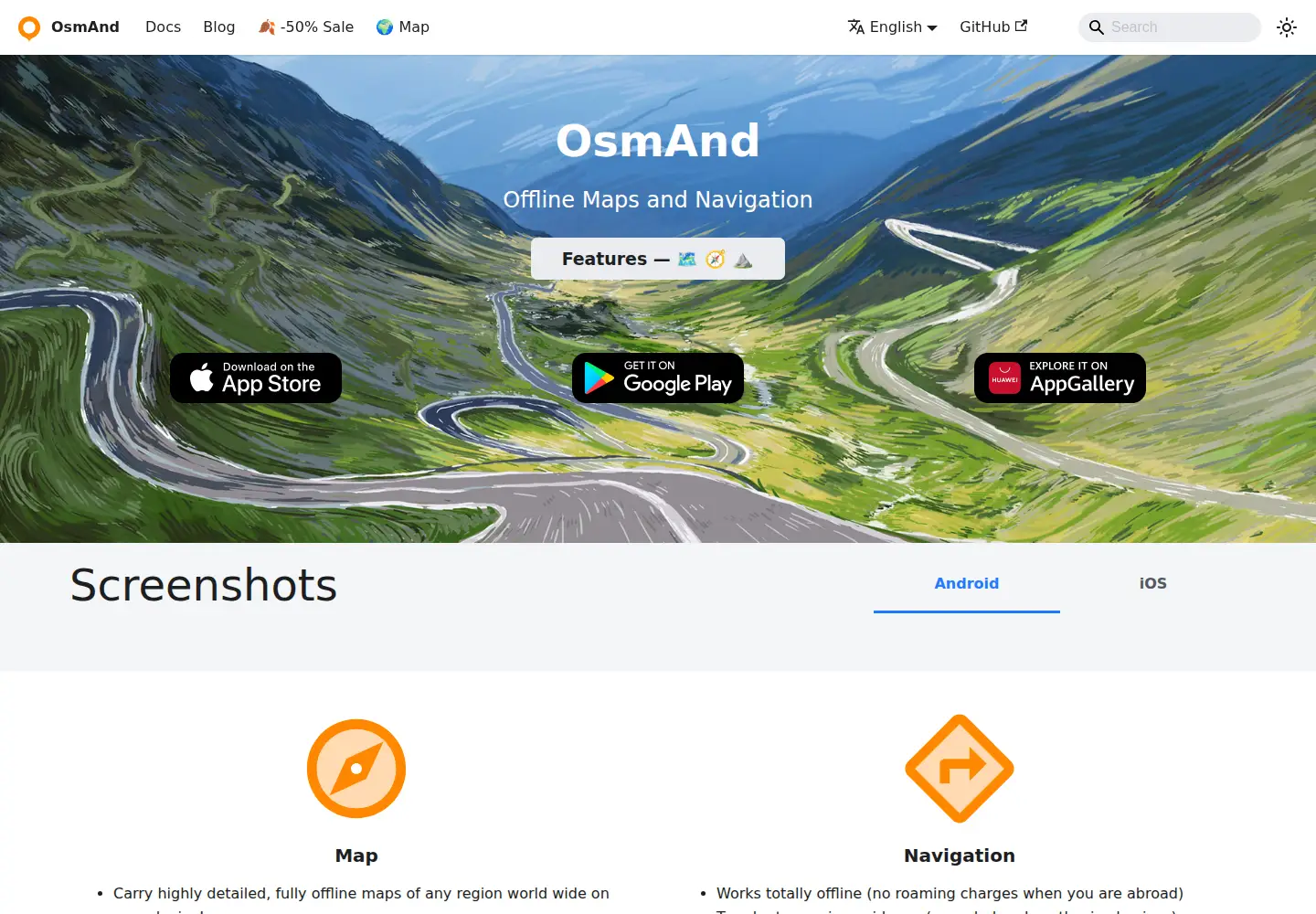 Screenshot of osmand.net