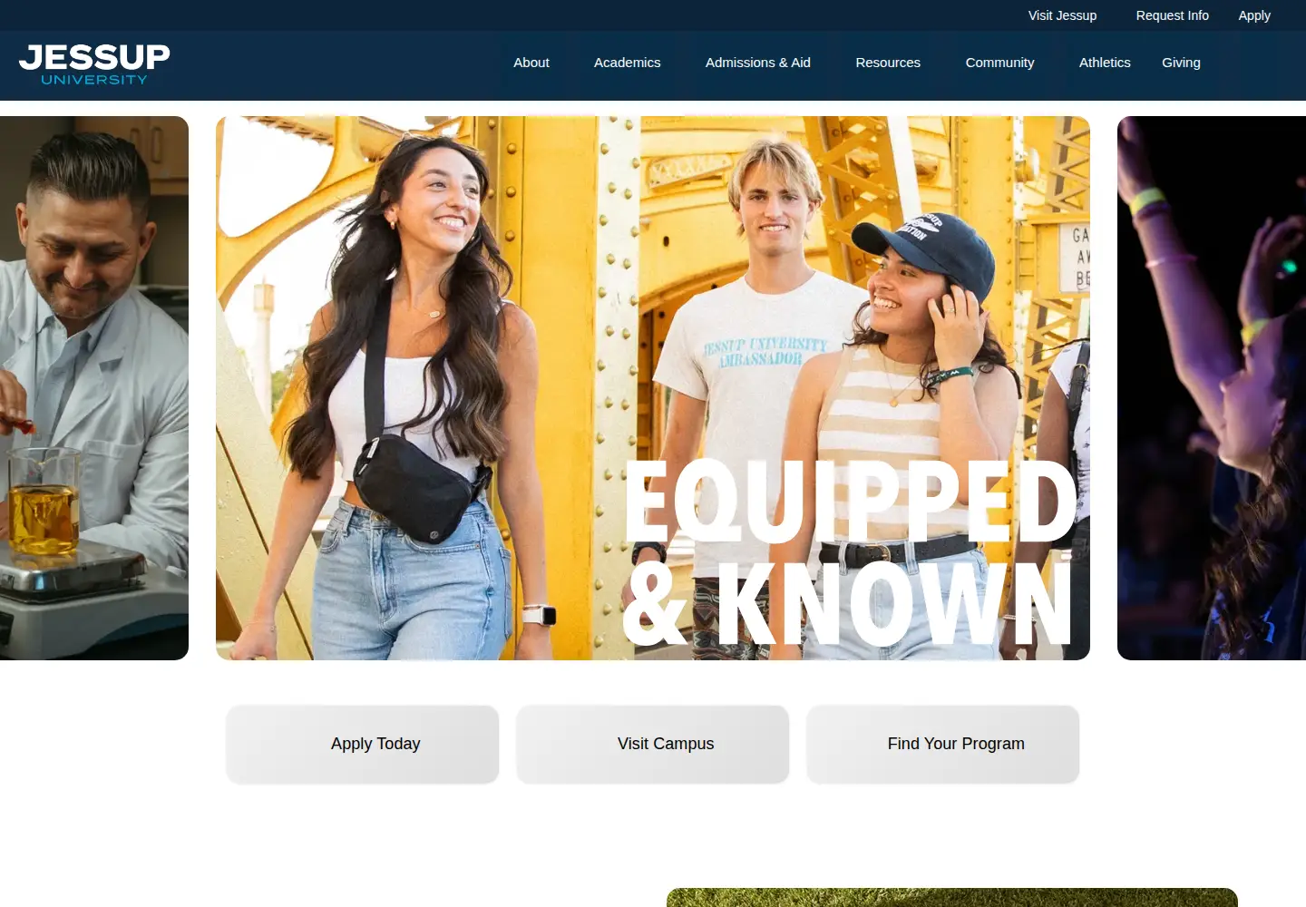 Captured homepage of jessup.edu in the current scan