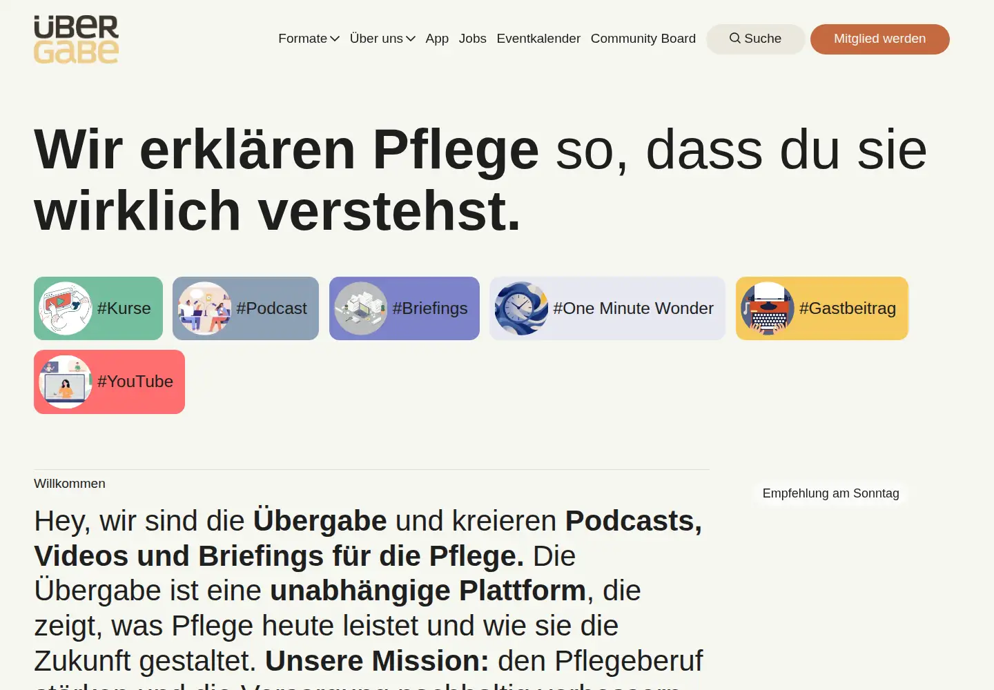 Captured homepage of uebergabe.de in the current scan