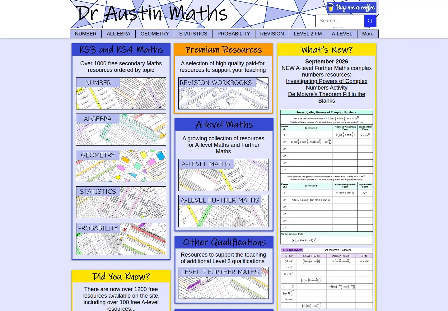 Captured homepage of draustinmaths.com in the current scan