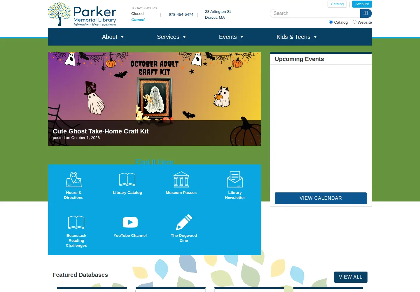 Captured homepage of dracutlibrary.org in the current scan