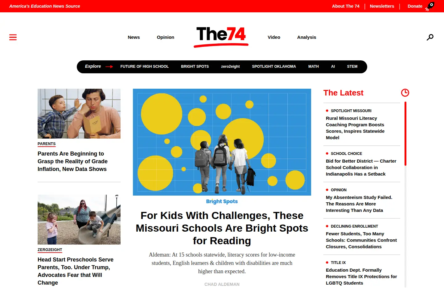 Screenshot of the74million.org