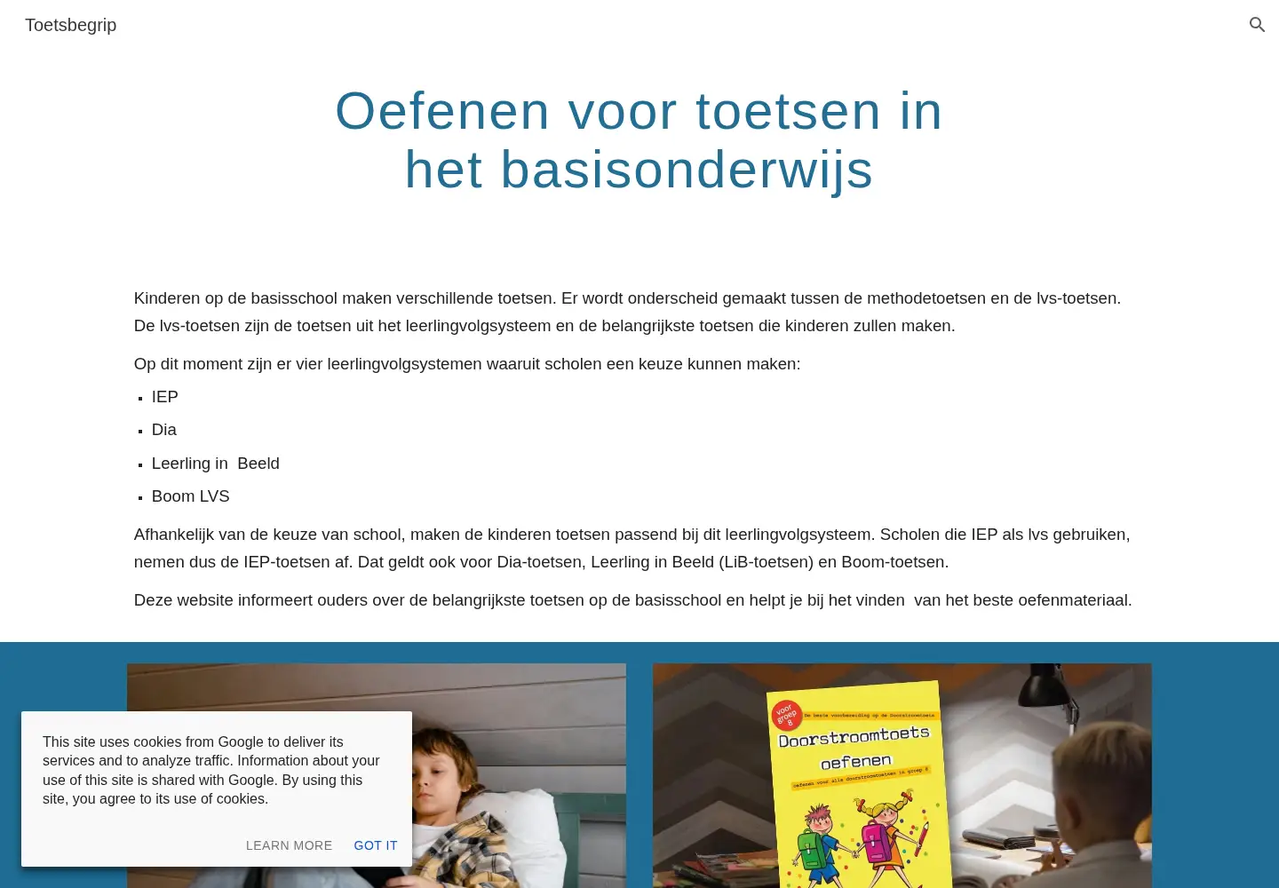 Captured homepage of toetsbegrip.nl in the current scan