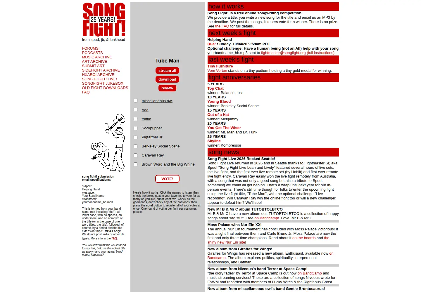 Screenshot of songfight.org
