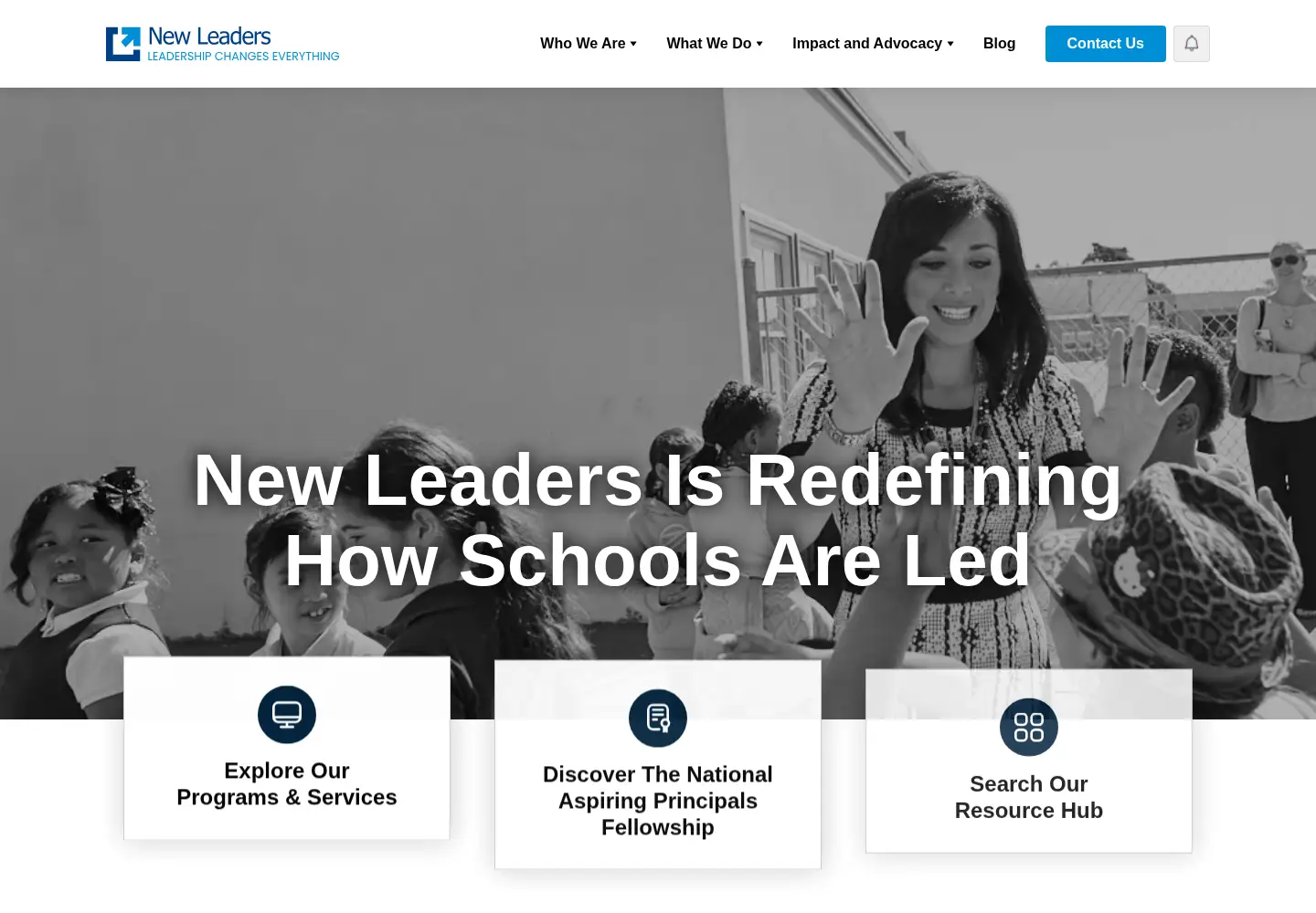 Captured homepage of newleaders.org in the current scan