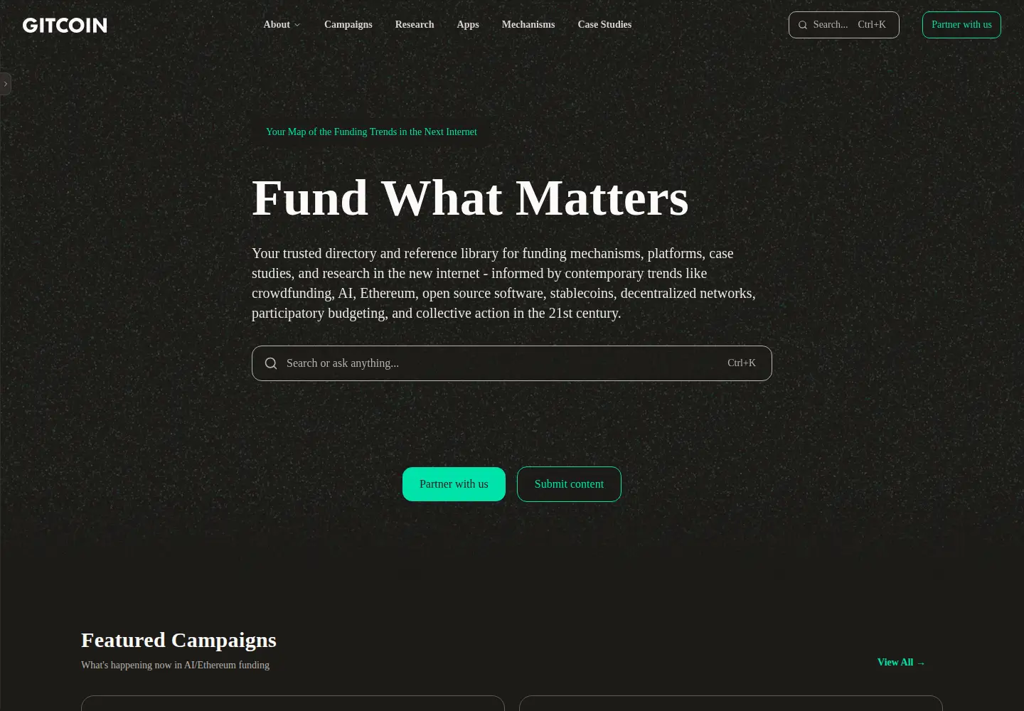 Screenshot of gitcoin.co