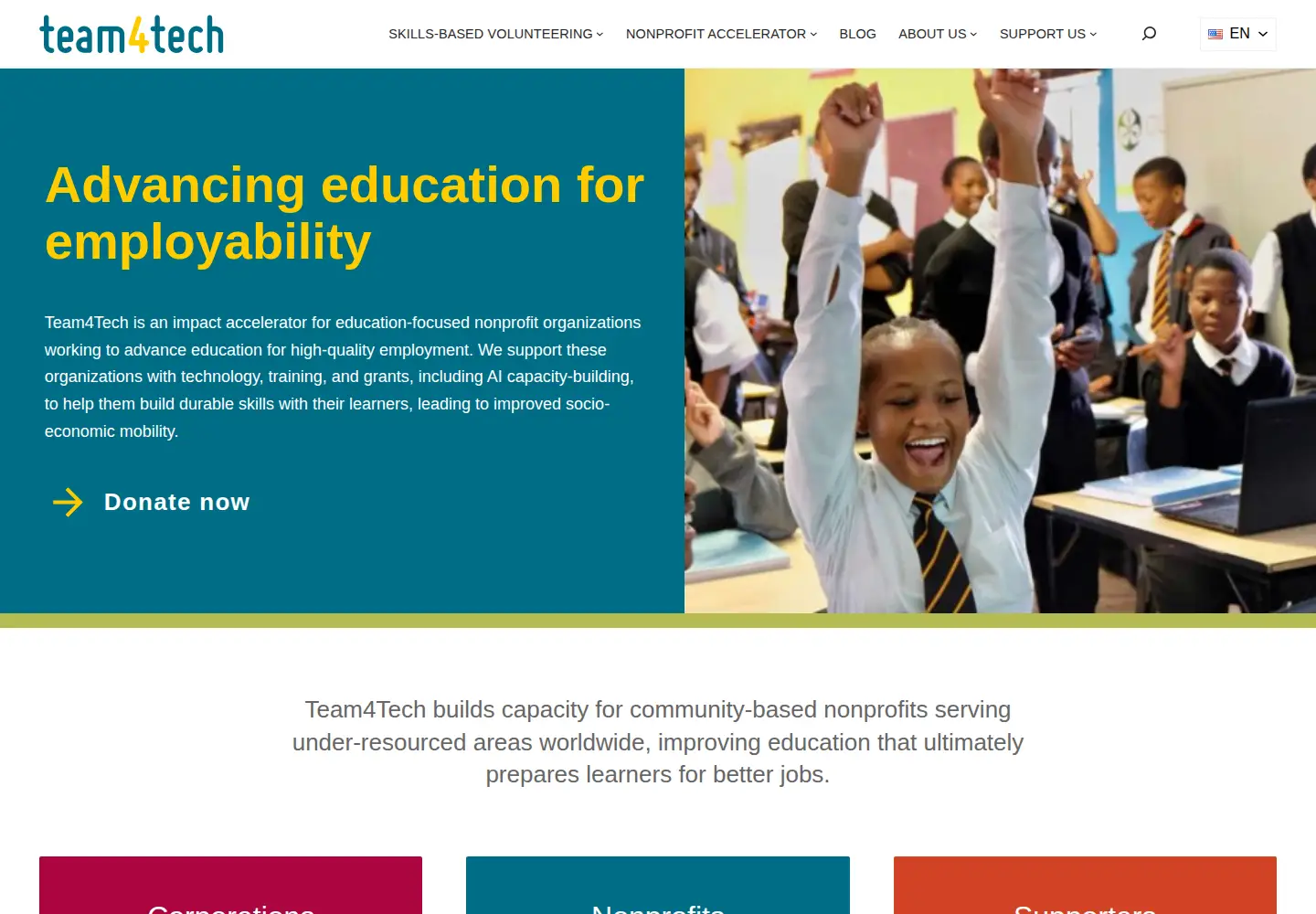 Captured homepage of team4tech.org in the current scan