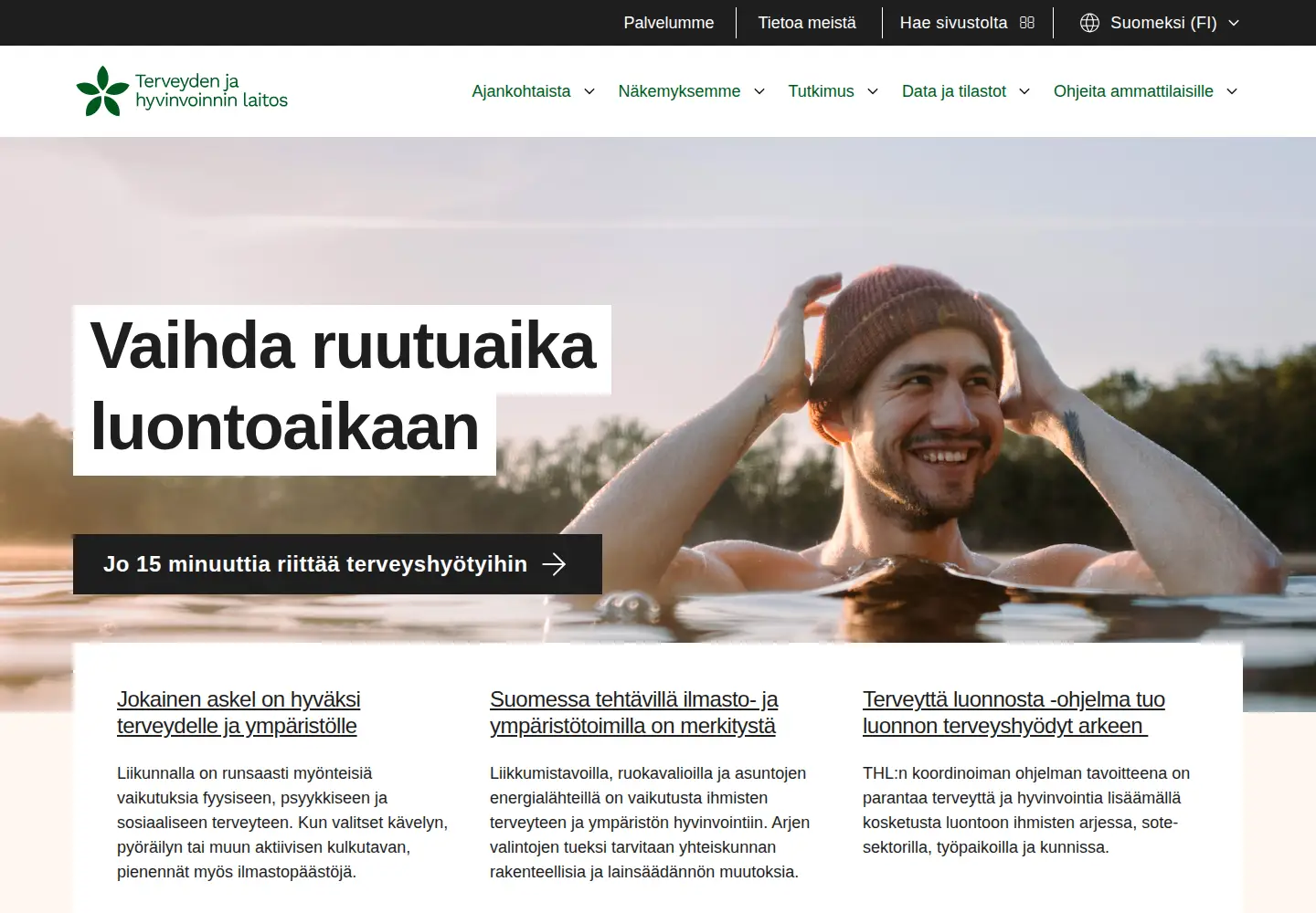 Screenshot of thl.fi