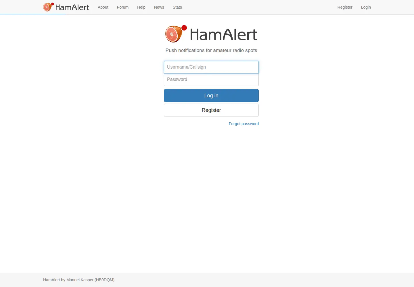 Screenshot of hamalert.org