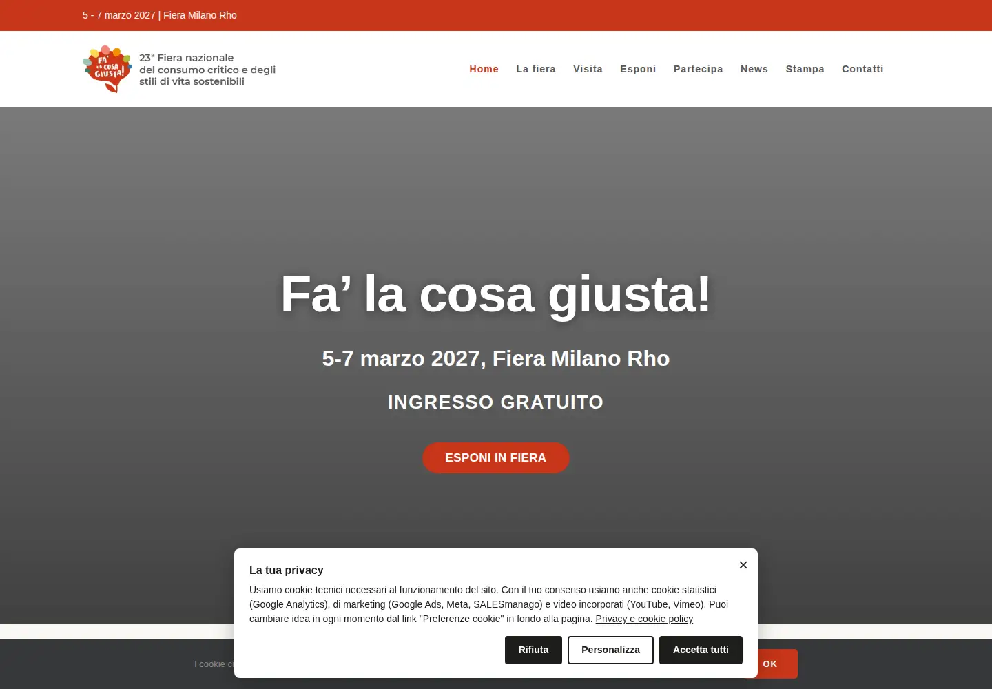Captured homepage of falacosagiusta.org in the current scan