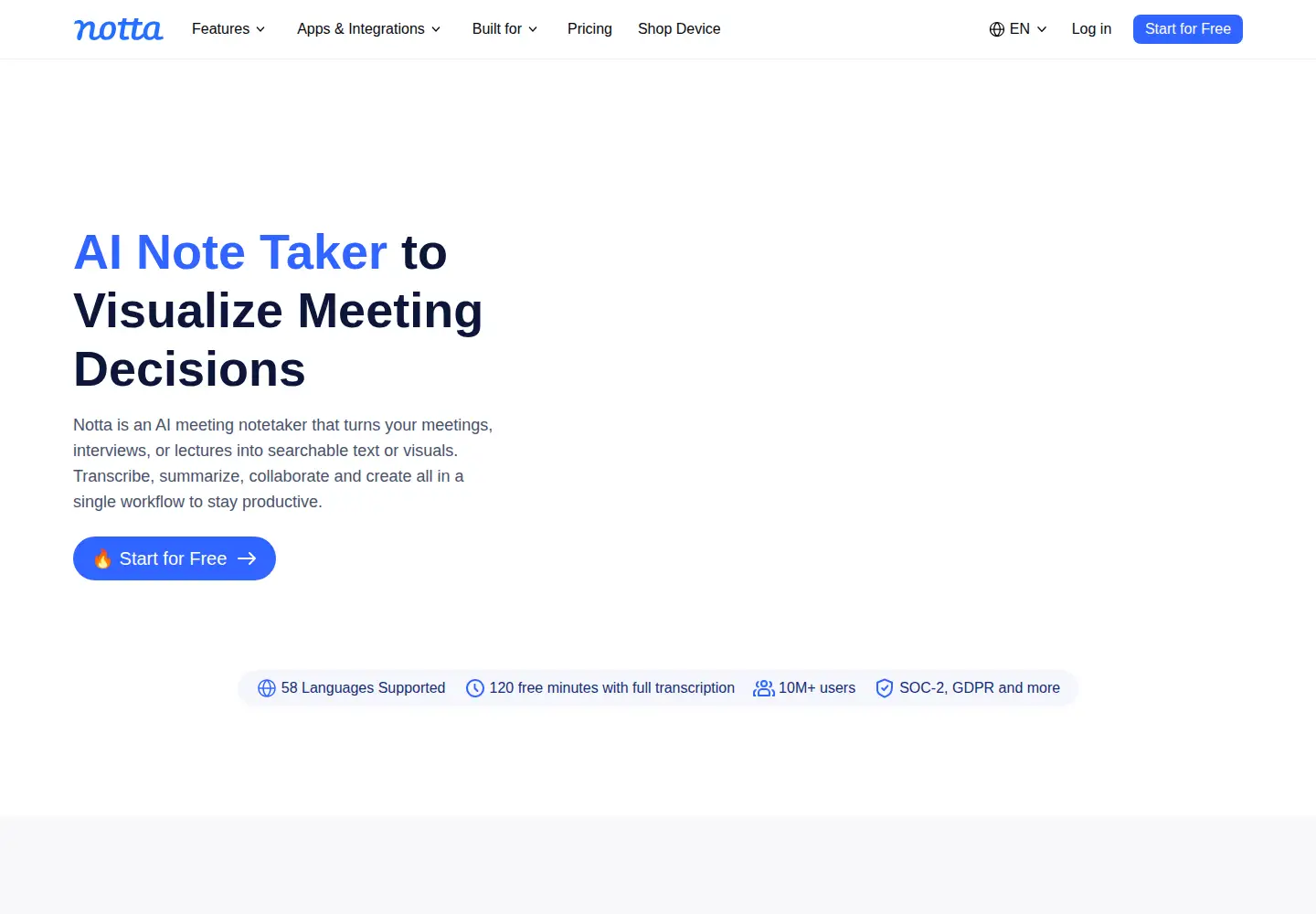 Screenshot of notta.ai