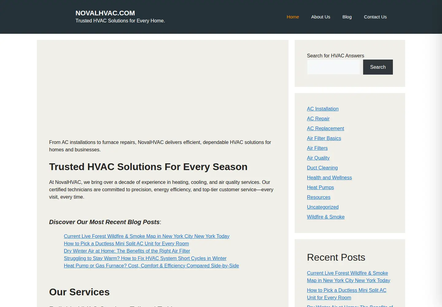 Screenshot of novalhvac.com