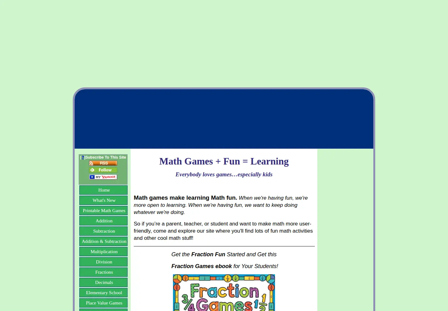 Screenshot of learn-with-math-games.com