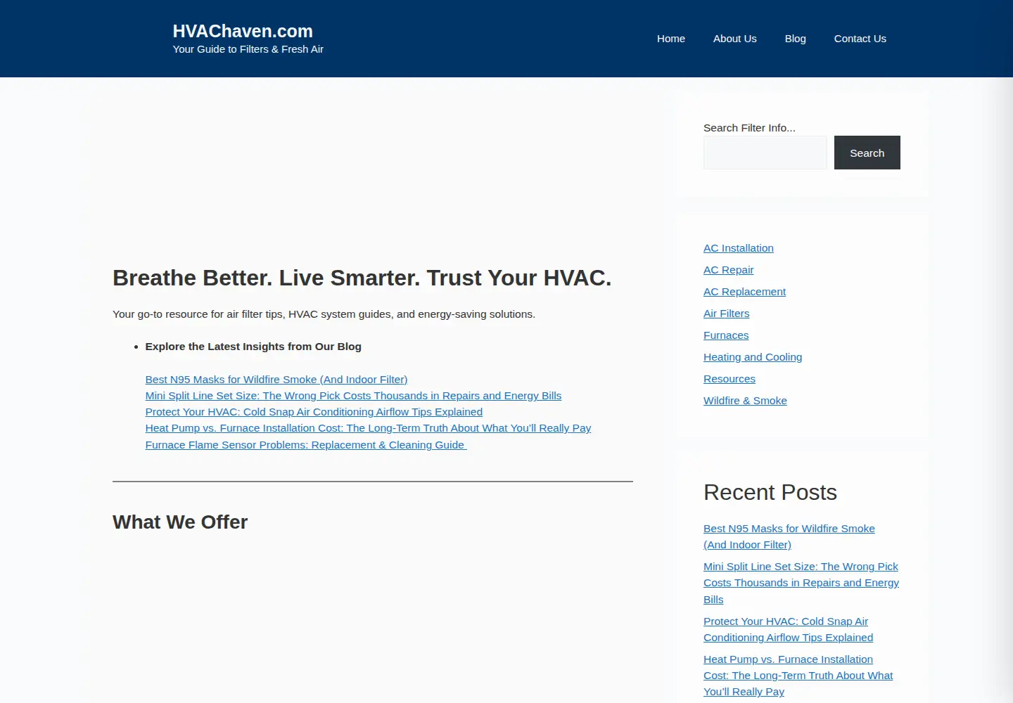 Captured homepage of hvachaven.com in the current scan