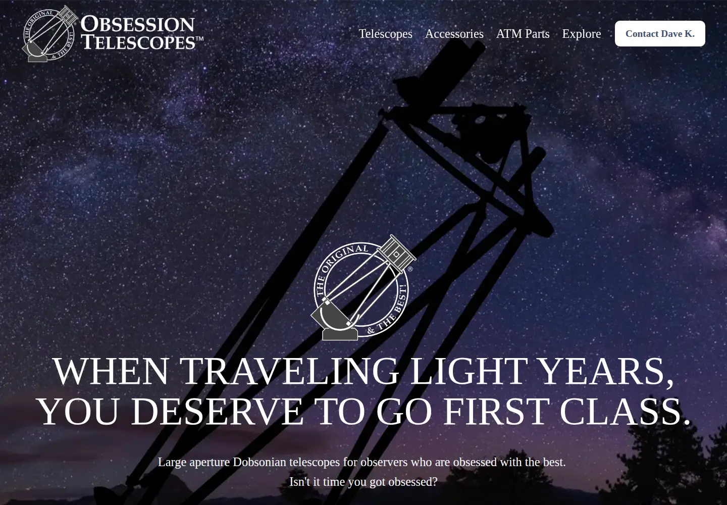 Captured homepage of obsessiontelescopes.com in the current scan