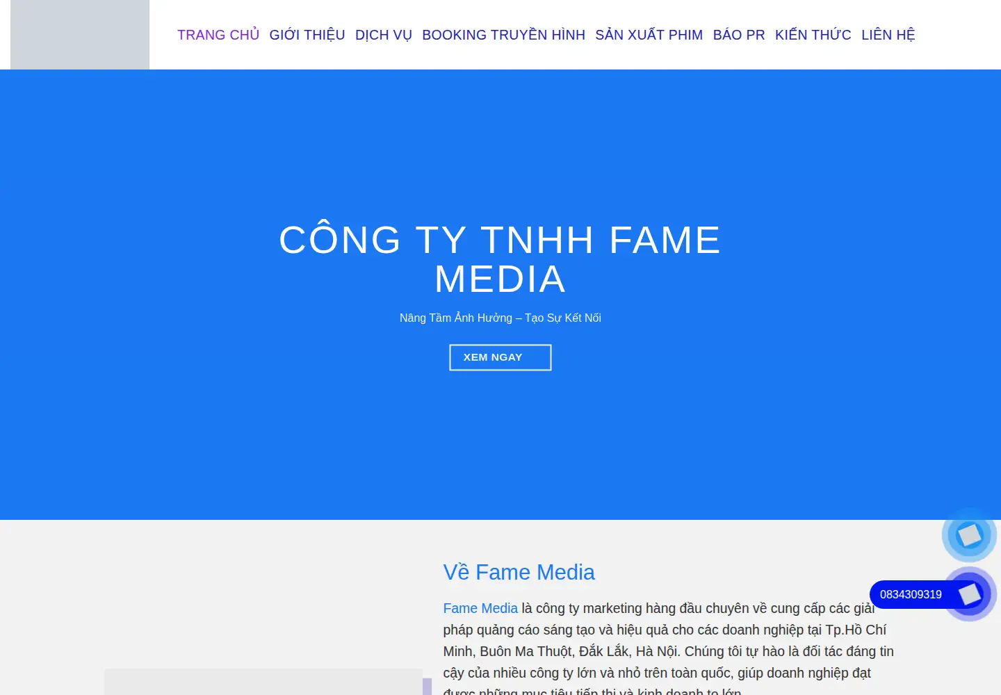Screenshot of famemedia.vn