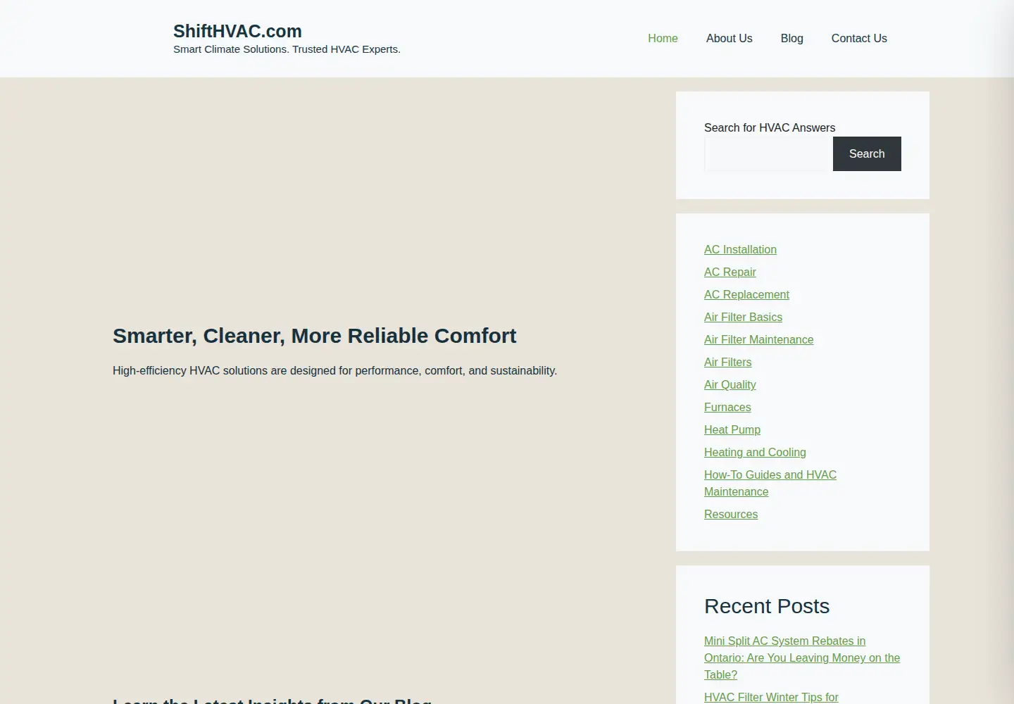 Screenshot of shifthvac.com