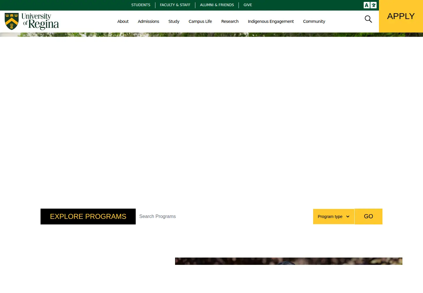 Screenshot of uregina.ca
