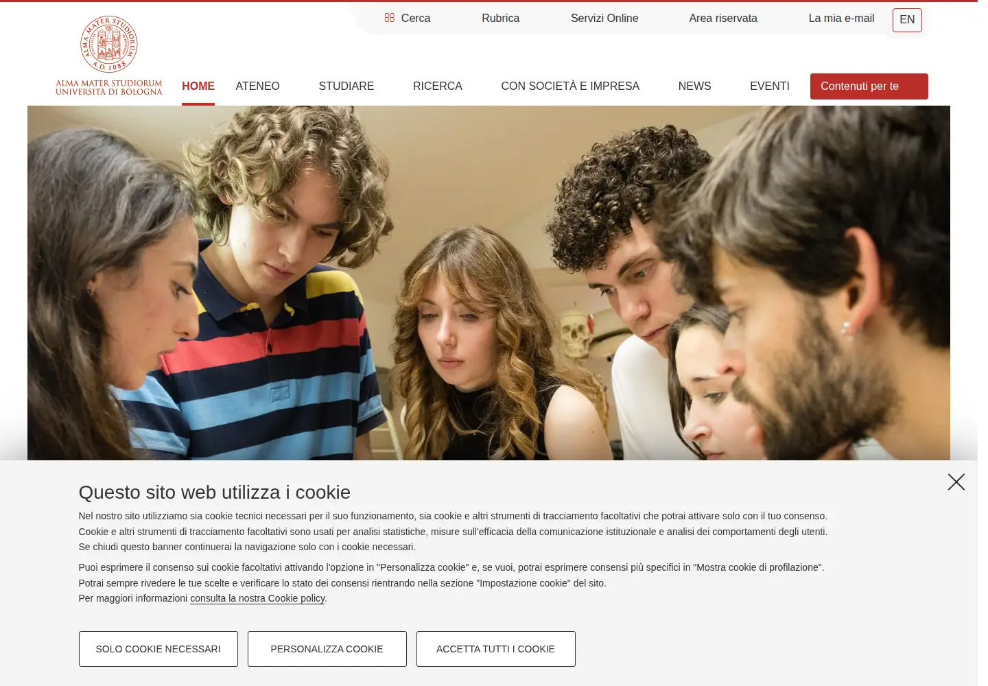 Screenshot of unibo.it