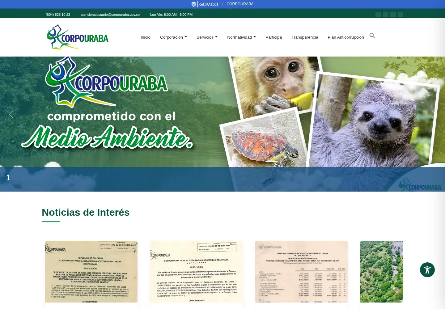 Screenshot of corpouraba.gov.co