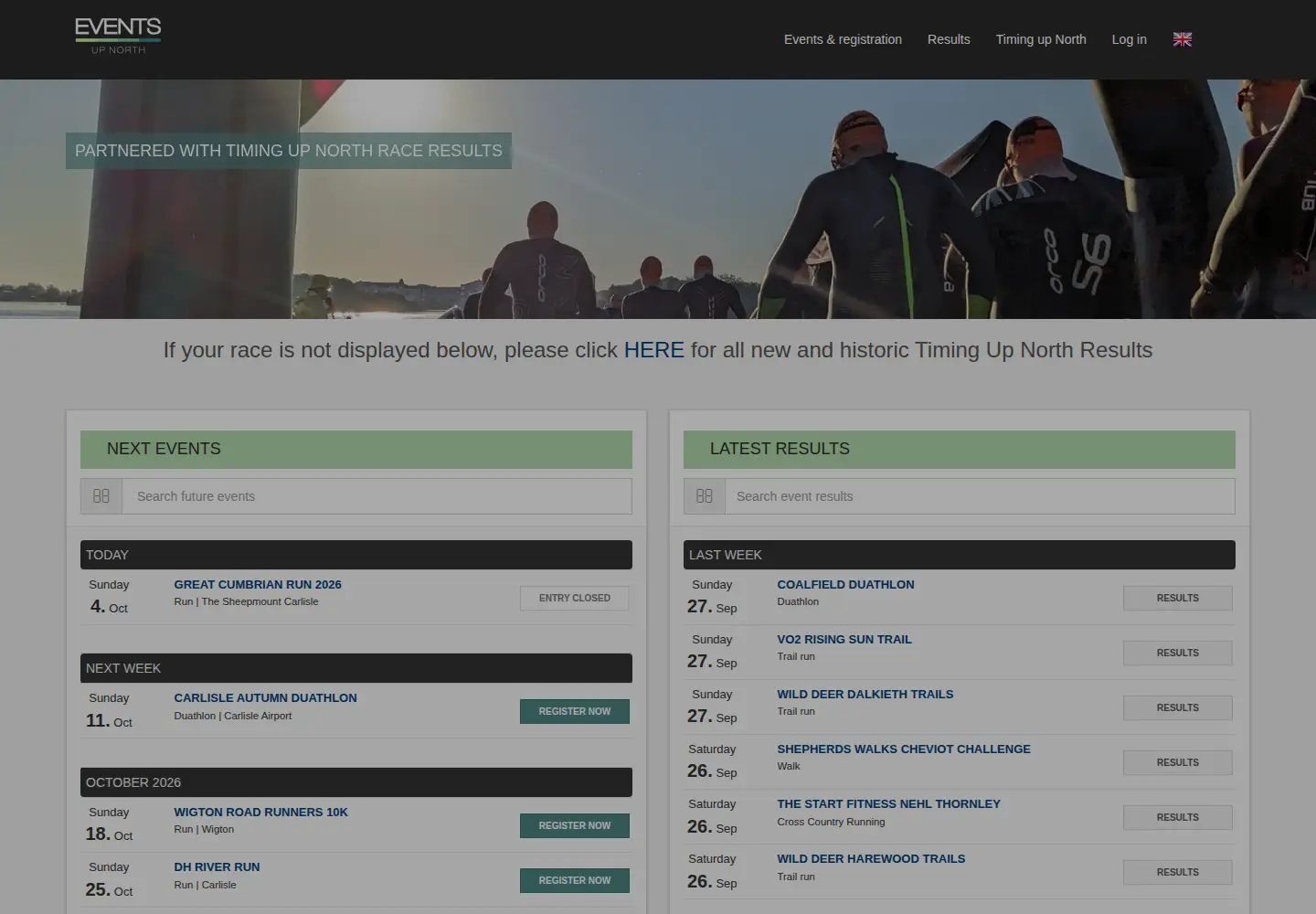 Screenshot of eventsupnorth.co.uk