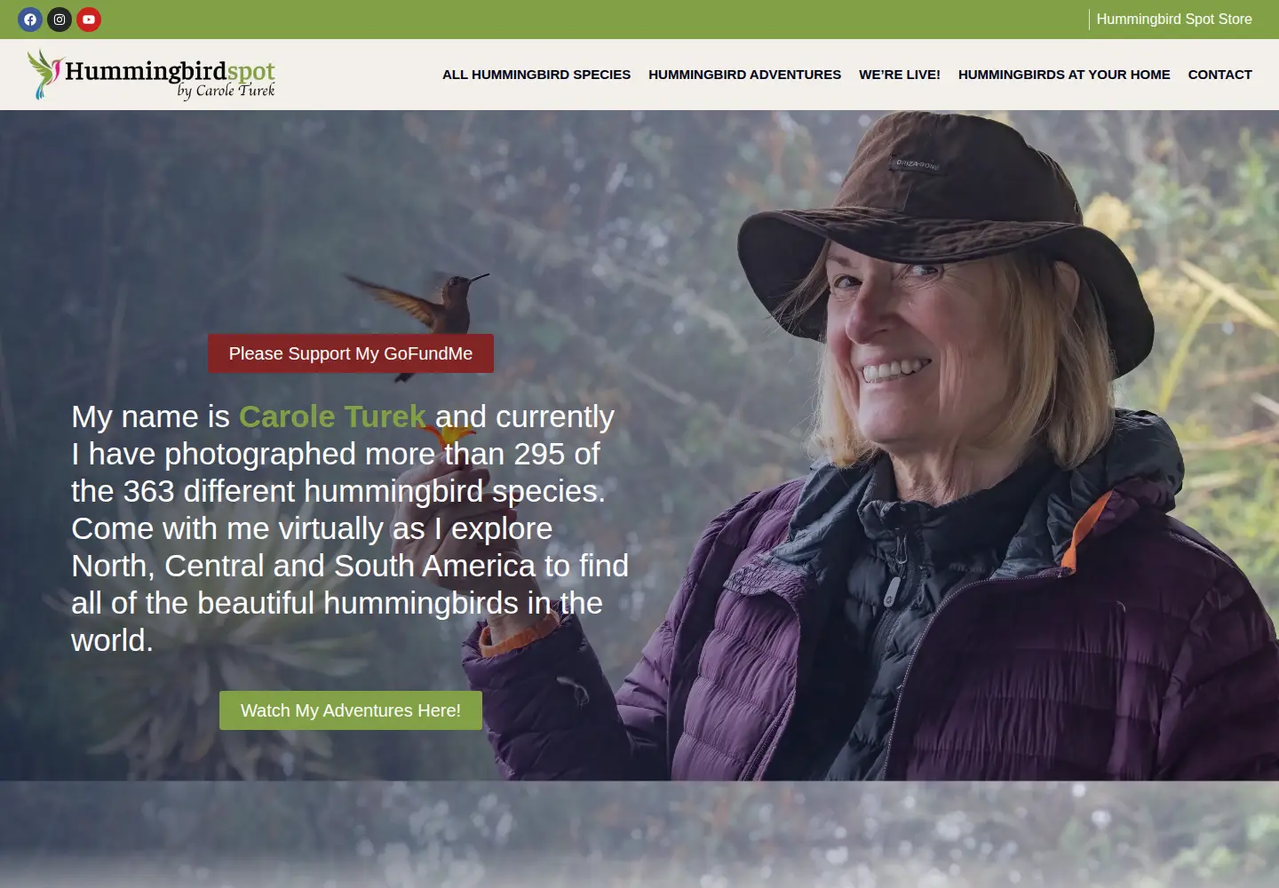 Screenshot of hummingbirdspot.com