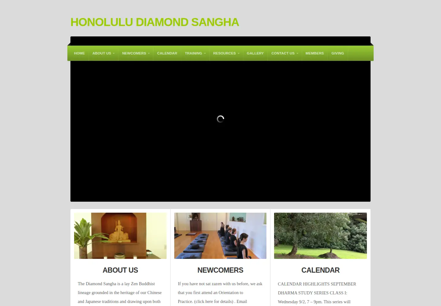 Captured homepage of diamondsangha.org in the current scan
