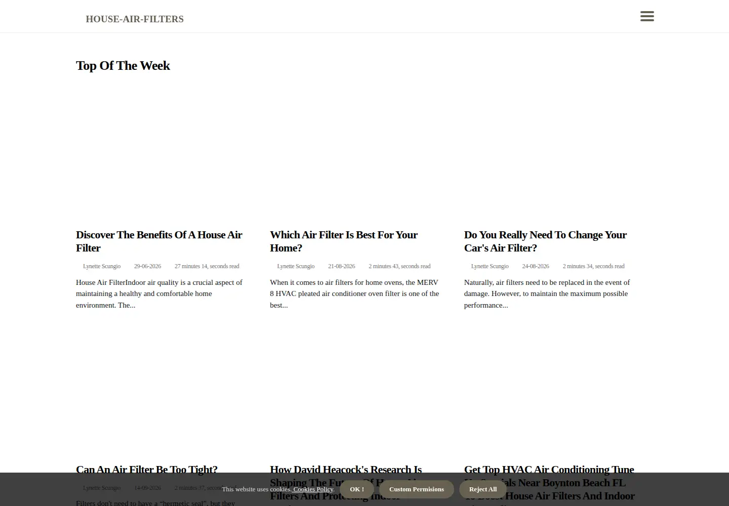 Captured homepage of house-air-filters.com in the current scan