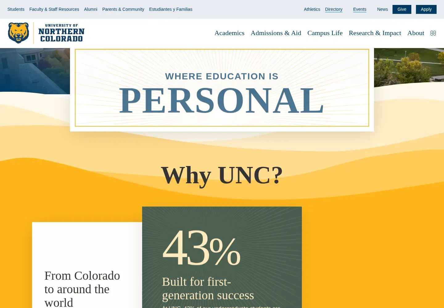 Screenshot of unco.edu